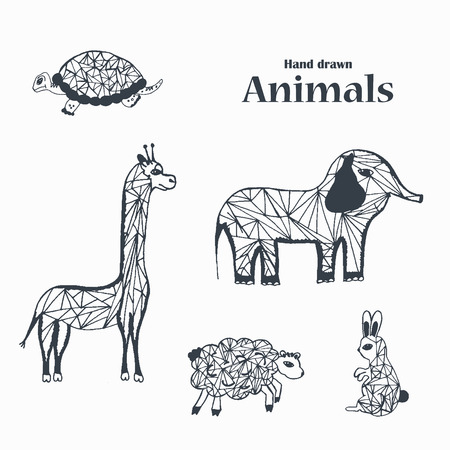 Sketch of Black and White Animals.のイラスト素材