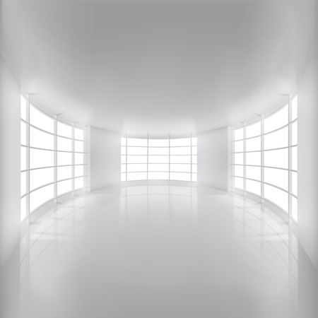 White Rounded Room Illuminated by Sunlight.のイラスト素材