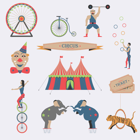 Set of Circus Flat Icons.のイラスト素材
