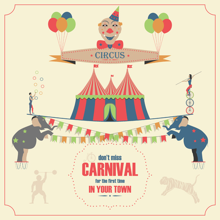 Circus and Carnival Invitation Card Template.のイラスト素材