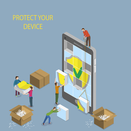 Mobile Device Protection Concept Illustration.のイラスト素材