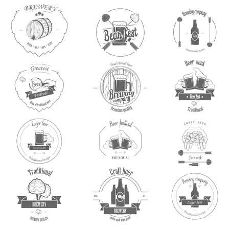 Set of Two-color Beer Craft Badges.のイラスト素材