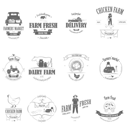 Farm Fresh Products Badge Set.のイラスト素材