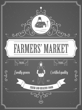 Farmers Market Vintage Advertisement Poster.のイラスト素材