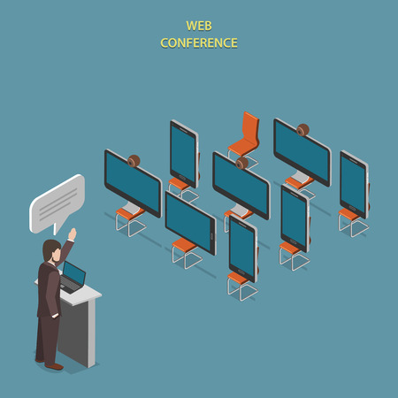 Web Conference Flat Isometric Vector Concept.のイラスト素材