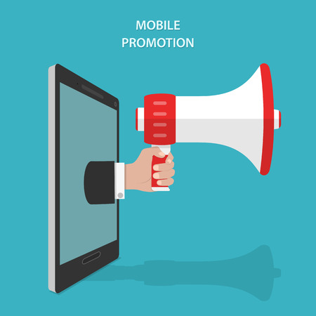 Mobile Promotion Flat Isometric Vector Concept.のイラスト素材
