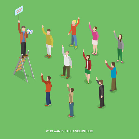 Volunteering flat isometric vector concept.のイラスト素材