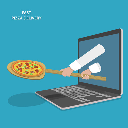 Fast Pizza Delivery Vector Illustration.のイラスト素材