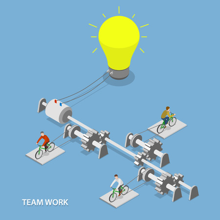 Team work flat isometric vector concept.のイラスト素材