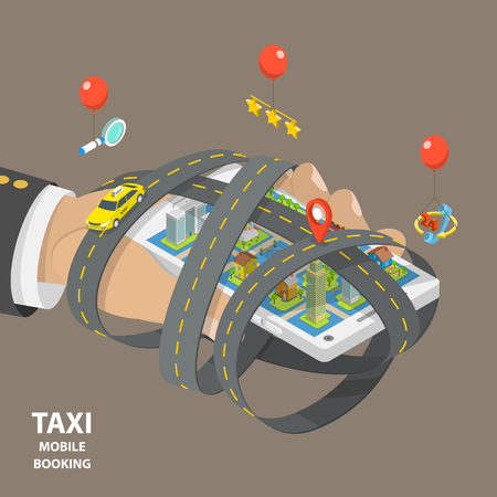 Mobile taxi booking conceptのイラスト素材