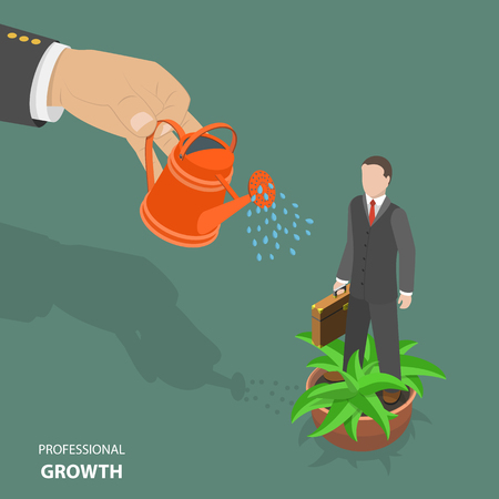 Professional growth flat isometric low poly vector concept.のイラスト素材
