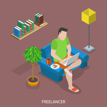 Freelancer flat isometric vector conceptのイラスト素材