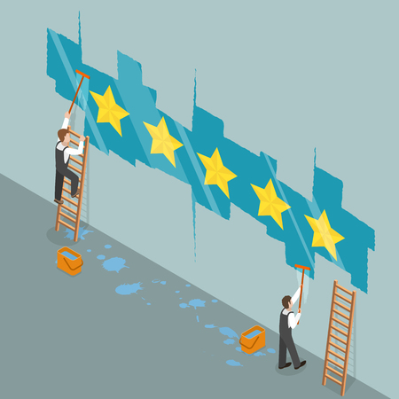 Five star rating flat isometric vector conceptのイラスト素材