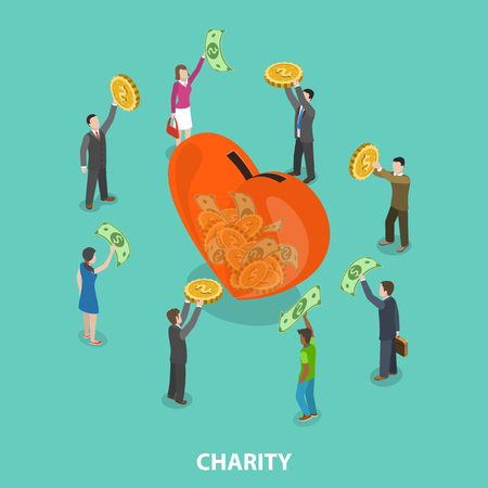Charity flat isometric vector conceptのイラスト素材