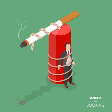 Danger of smoking flat isometric vector conceptの写真素材