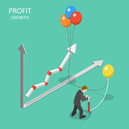 Profit growth flat isometric vector concept.のイラスト素材