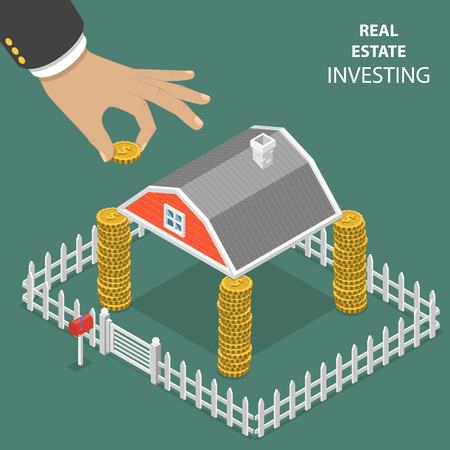 Real estate investing flat isometric vector.のイラスト素材