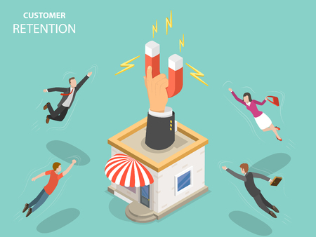 Customer retention flat isometric vector concept.