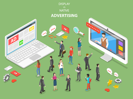 Display vs native advertising isometric vector.のイラスト素材