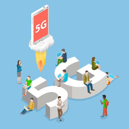 5g flat isometric vector concept.のイラスト素材