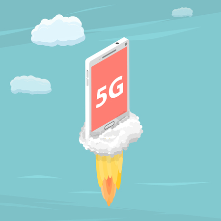 5g flat isometric vector concept.のイラスト素材