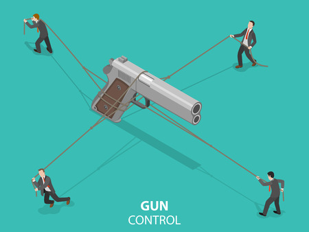 Gun control flat isometric vector concept.のイラスト素材