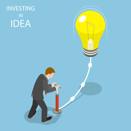 Investing in idea flat isometric vector concept.のイラスト素材
