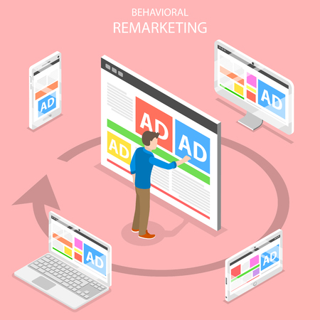 Remarketing flat isometric vector concept.のイラスト素材