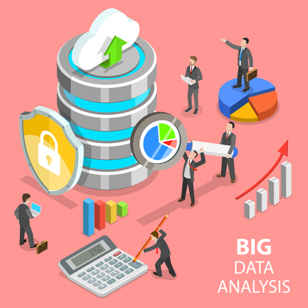 Big data analysis flat isometric vector concept.のイラスト素材