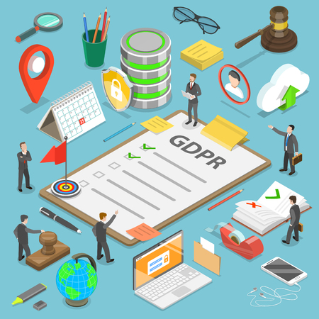 GDPR flat isometric vector concept.のイラスト素材