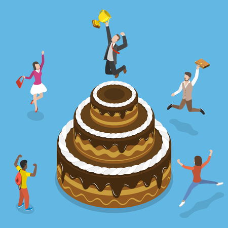 Successful team flat isometric vector conceptのイラスト素材