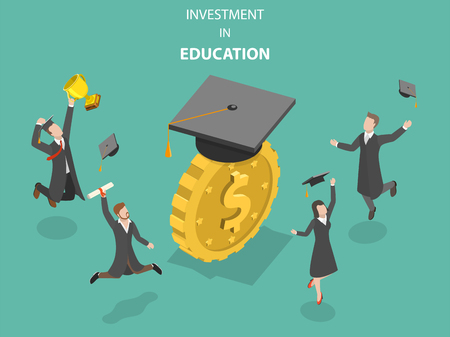 Investment in education flat isometric vector.のイラスト素材