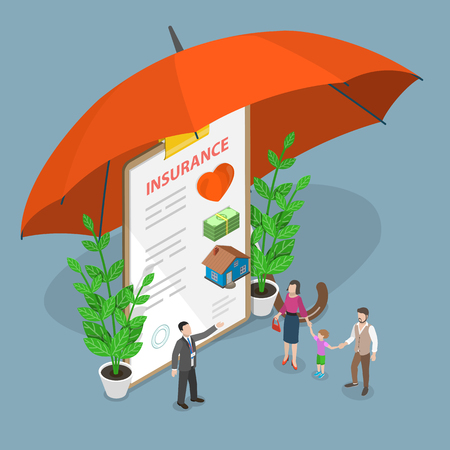 Insurance options isometric flat vector concept.のイラスト素材
