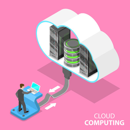 Cloud computing technology isometric flat vector concept.のイラスト素材