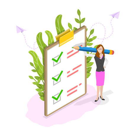 Checklist on clipboard isometric flat vector concept.の写真素材