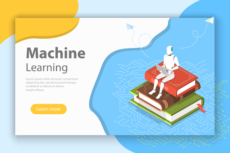 Machine learning isometric flat vector conceptual illustration.の写真素材