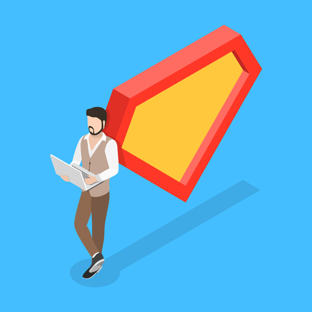 Isometric vector concept of superhero, leader, confident businessman.のイラスト素材