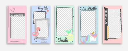 Editable stories mockup for social network. Vector illustration.のイラスト素材