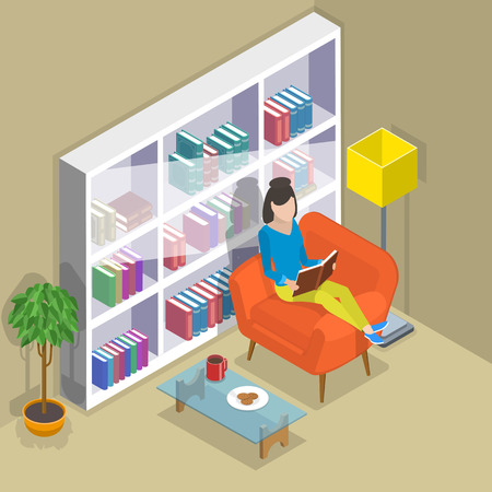 Isometric flat vector concept of reading, favorite book, education.のイラスト素材