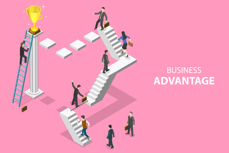 Isometric flat vector concept of business advantage, leadership, innovative thinking, creative idea.のイラスト素材