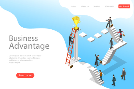 Isometric flat vector landing page template of business advantage.のイラスト素材