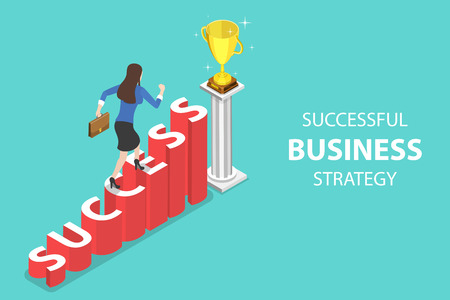 Isometric flat vector concept of success, competition.のイラスト素材