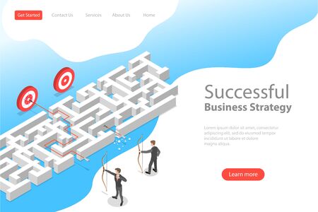 Isometric flat vector landing page template of business advantage.のイラスト素材