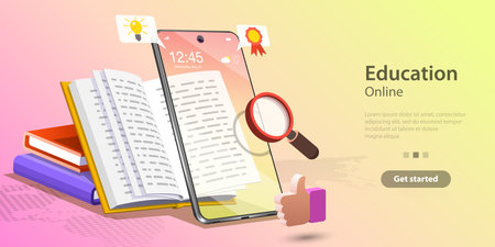 Online Education Concept, Landing Page Template for Website.のイラスト素材