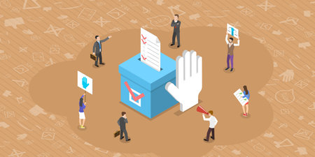 Isometric Flat Vector Concept of Democratic Election Poll, Social Justice and Voting Rights,...