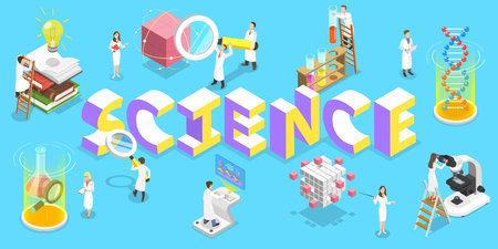 Vector Flat Isometric Concept of Scientific Research, Science Laboratory.のイラスト素材
