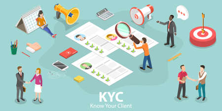 3D Isometric Flat Vector Concept of KYC - Know Your Customer.のイラスト素材