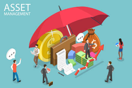3D Isometric Flat Vector Conceptual Illustration of Asset Management.のイラスト素材