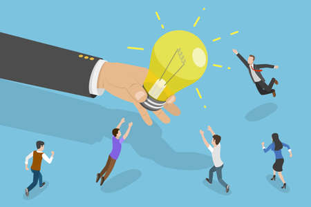 3D Isometric Flat Vector Conceptual Illustration of Chasing Idea.のイラスト素材