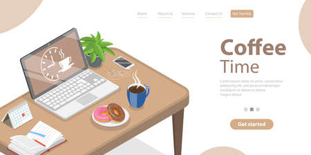 Coffee Break Working at Home, Taking a Pause During a Workday.のイラスト素材